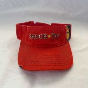 Shock Top Beer Visor Hat Embroidered Distressed Orange Adjustable Strap Back